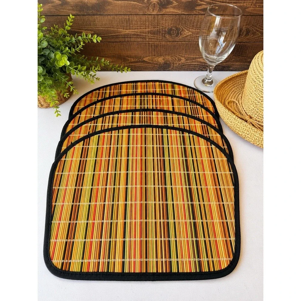 4 Bamboo Placemats with 4 Matching Threshold Cotton Floral Napkins Coastal